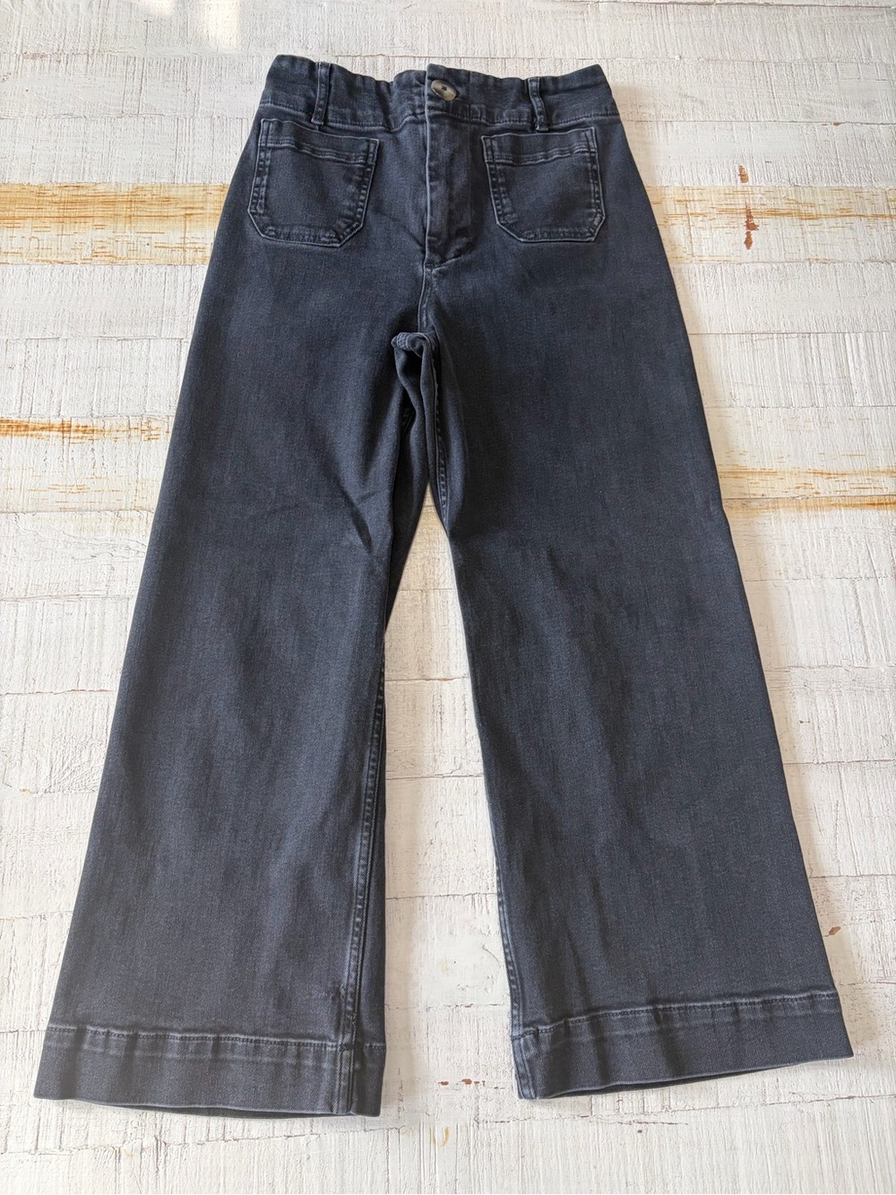 Anthropologie Pilcro the Skipper Jeans size 27 Cropped Wide Leg Faded Black - Picture 2 of 15